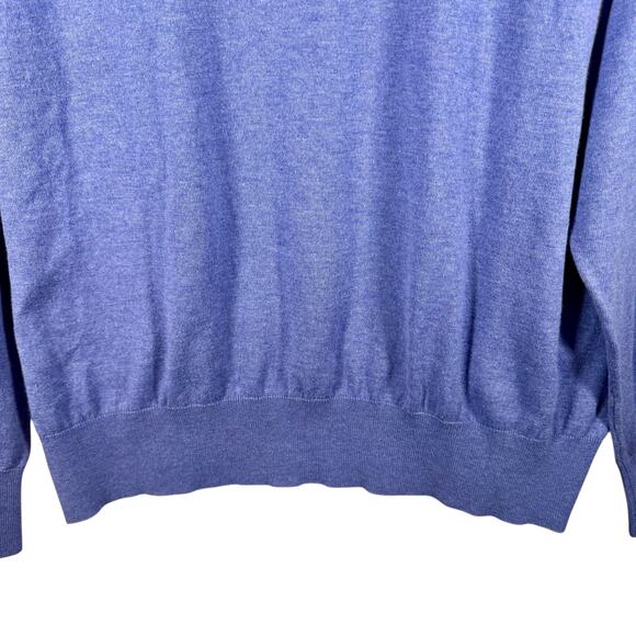 Peter Millar Men's XL Crown Soft Cotton & Silk Blend Purple Quarter Zip Sweater - Picture 9 of 9